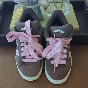 Women's Brown And Pink Suede Adidas Sneakers